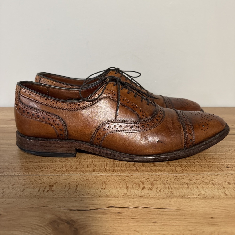 Allen Edmonds Mens 10 D Strand Walnut Brown Cap Toe Oxford Leather Dress Shoes - Picture 3 of 13